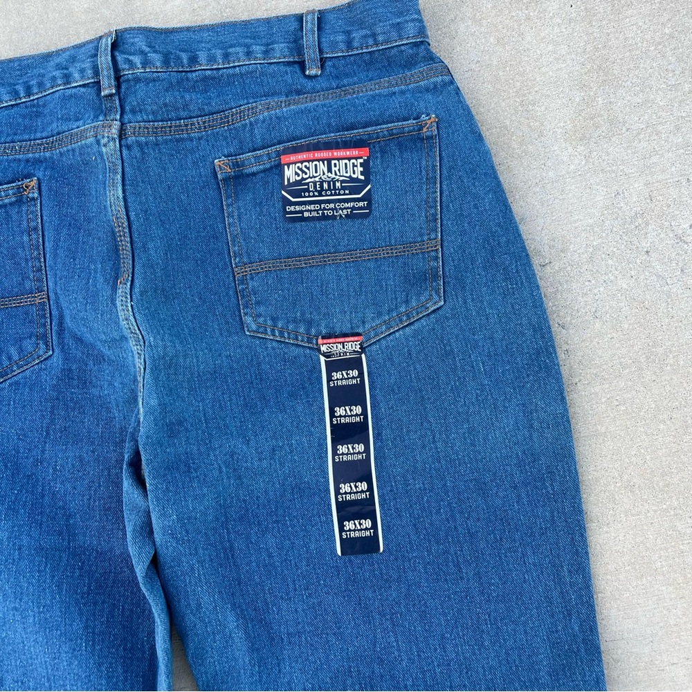 New Mission Ridge Men’s Workwear Straight Jeans in Medium Blue size 36x30